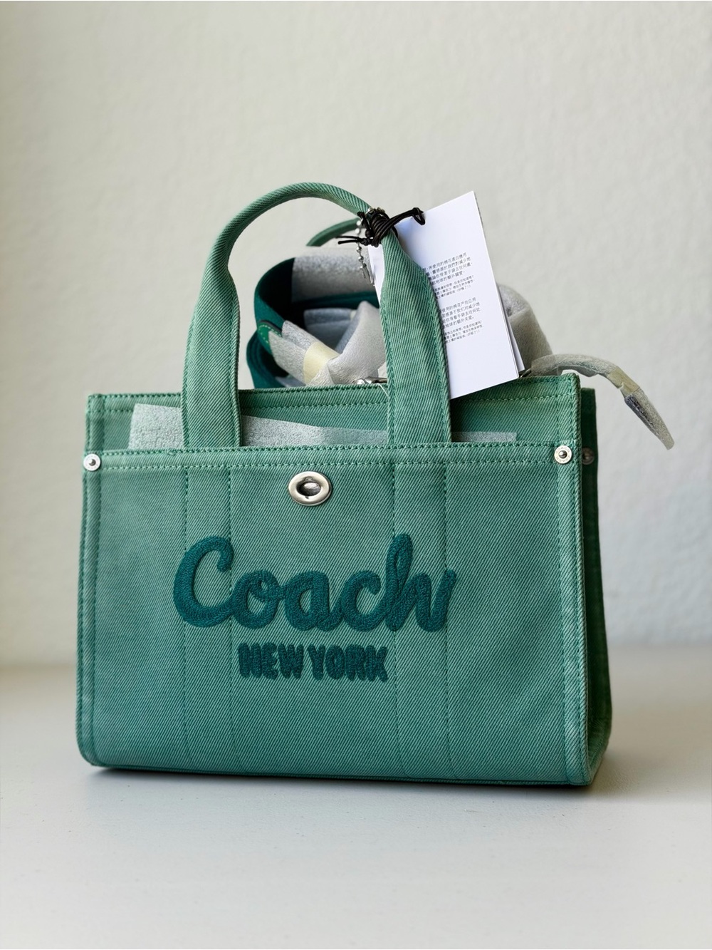 Coach Denim Cargo Tote 26 in Ivy